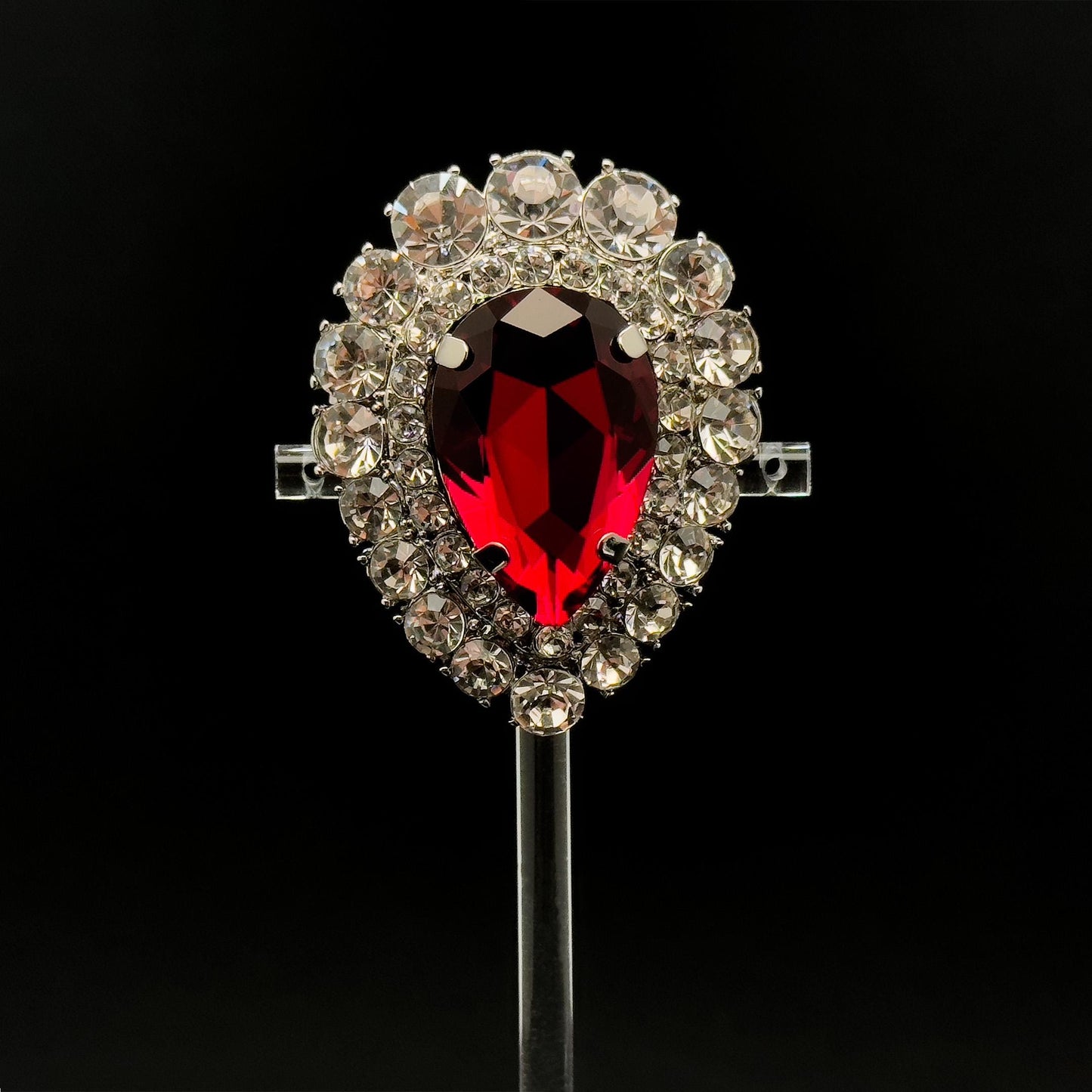 Zircon Teardrop Crystal Brooch for Women, Art Deco Coat Pin