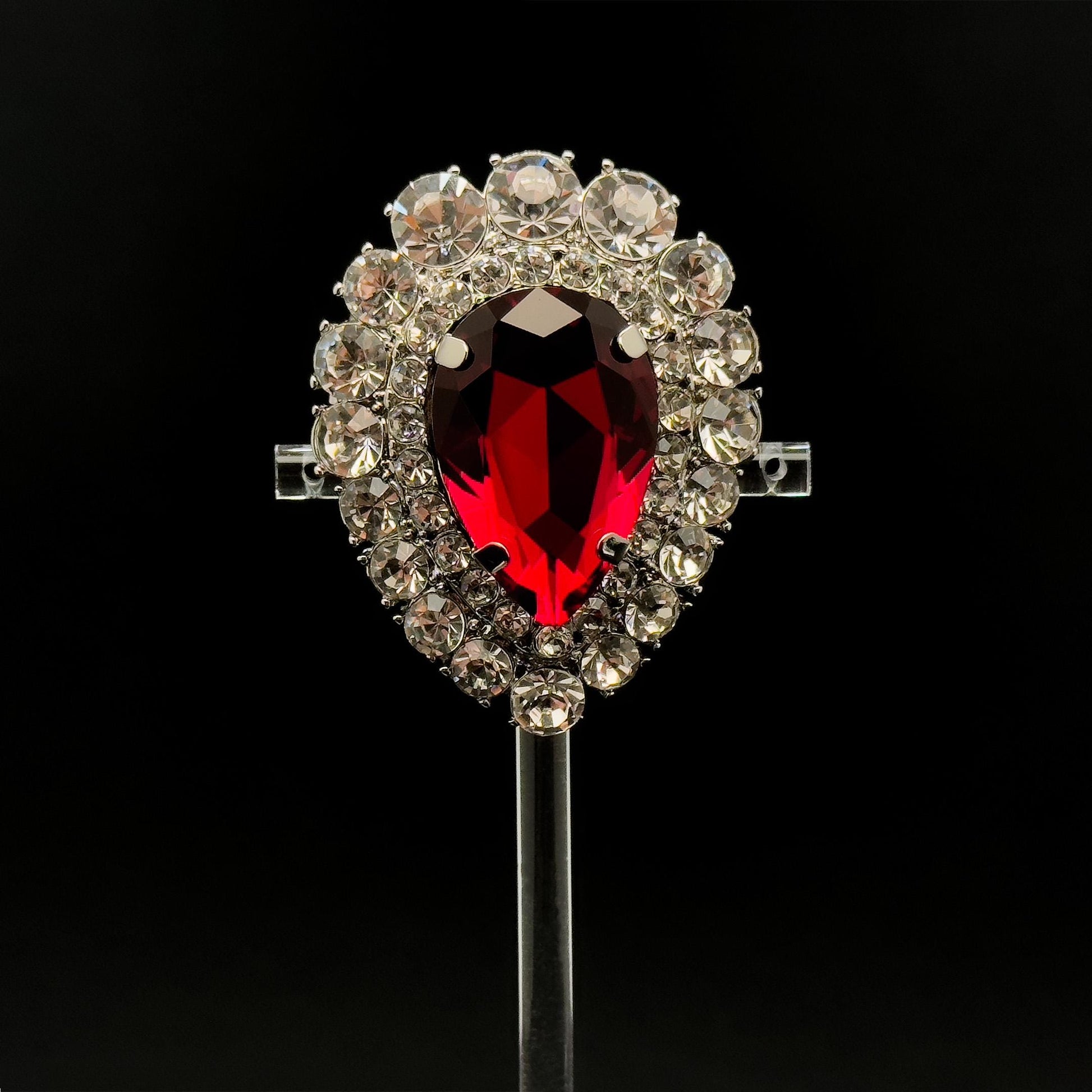 Zircon Teardrop Crystal Brooch for Women, Art Deco Coat Pin