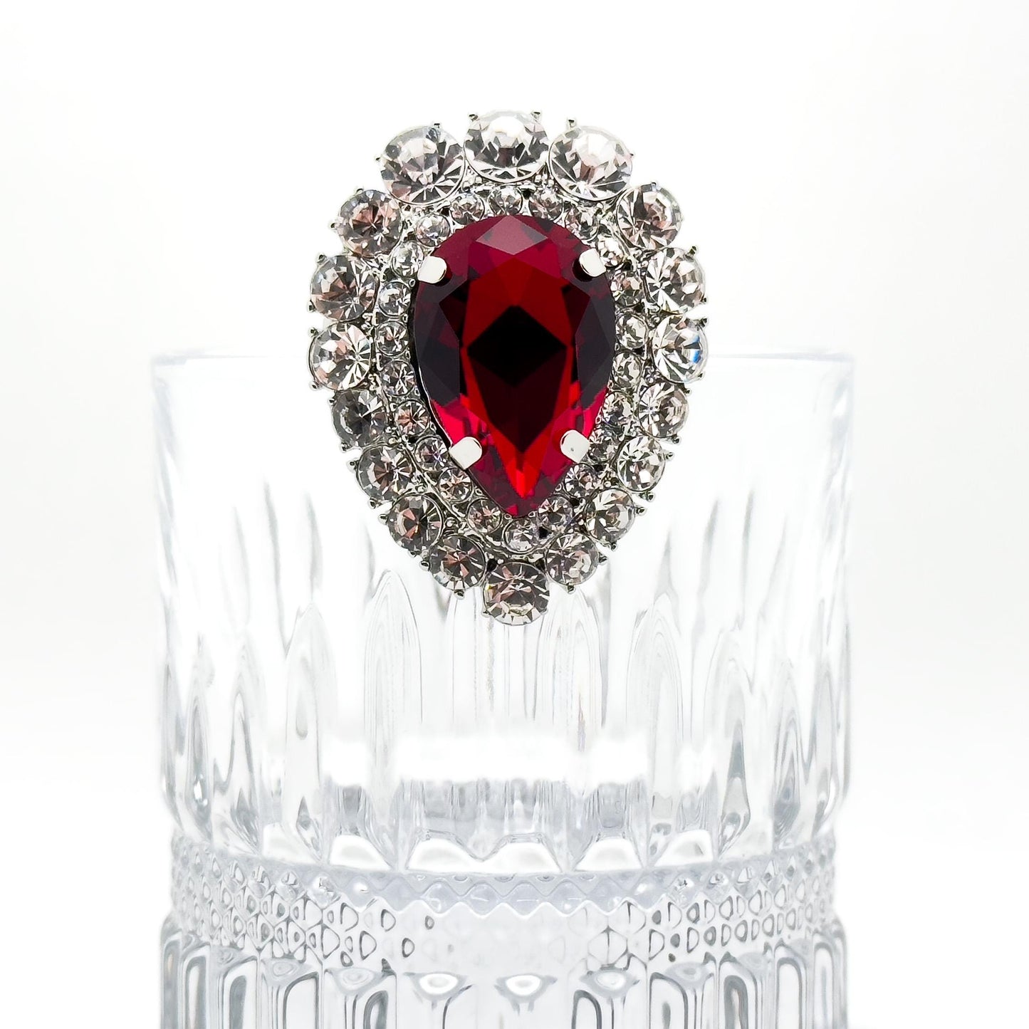 Zircon Teardrop Crystal Brooch for Women, Art Deco Coat Pin