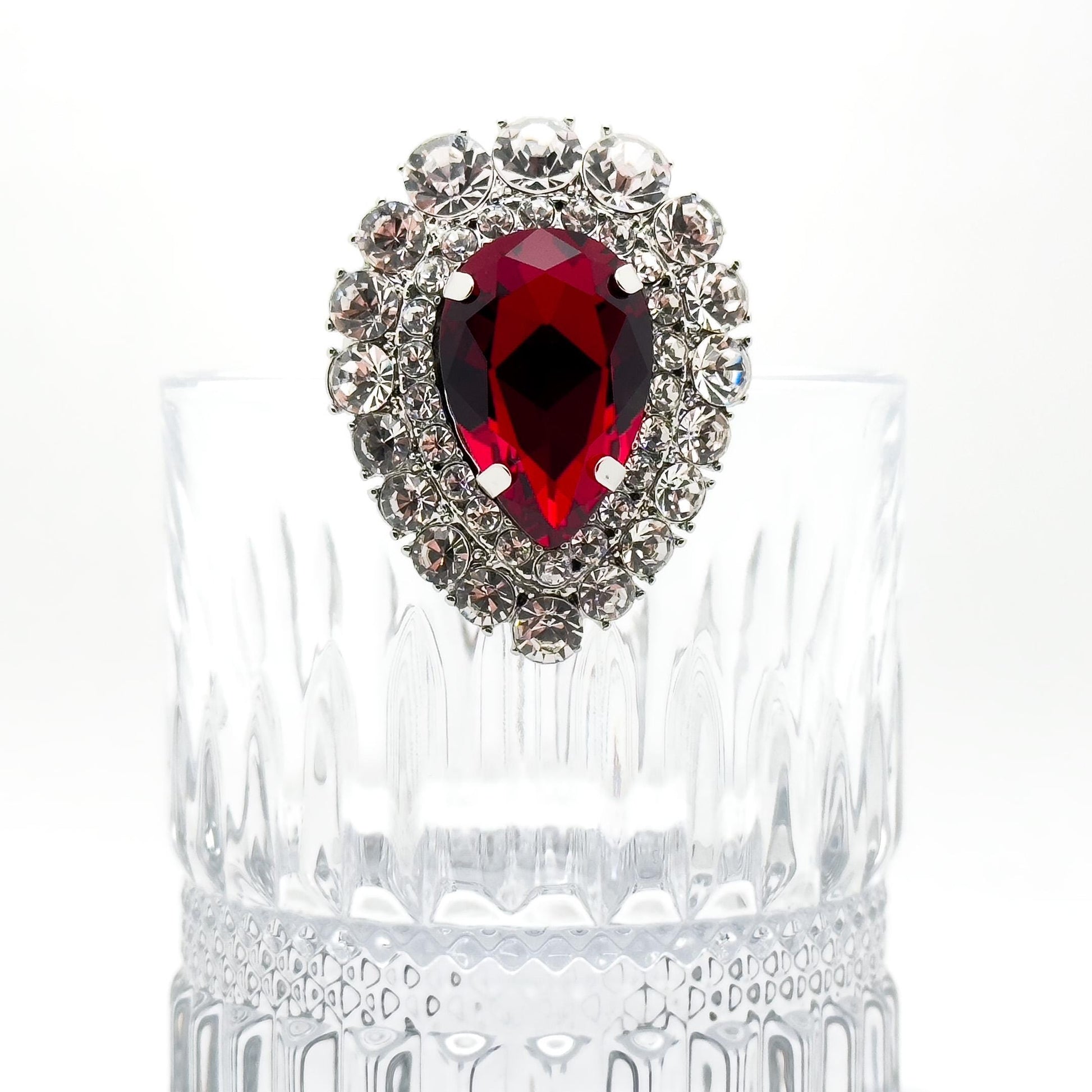 Zircon Teardrop Crystal Brooch for Women, Art Deco Coat Pin