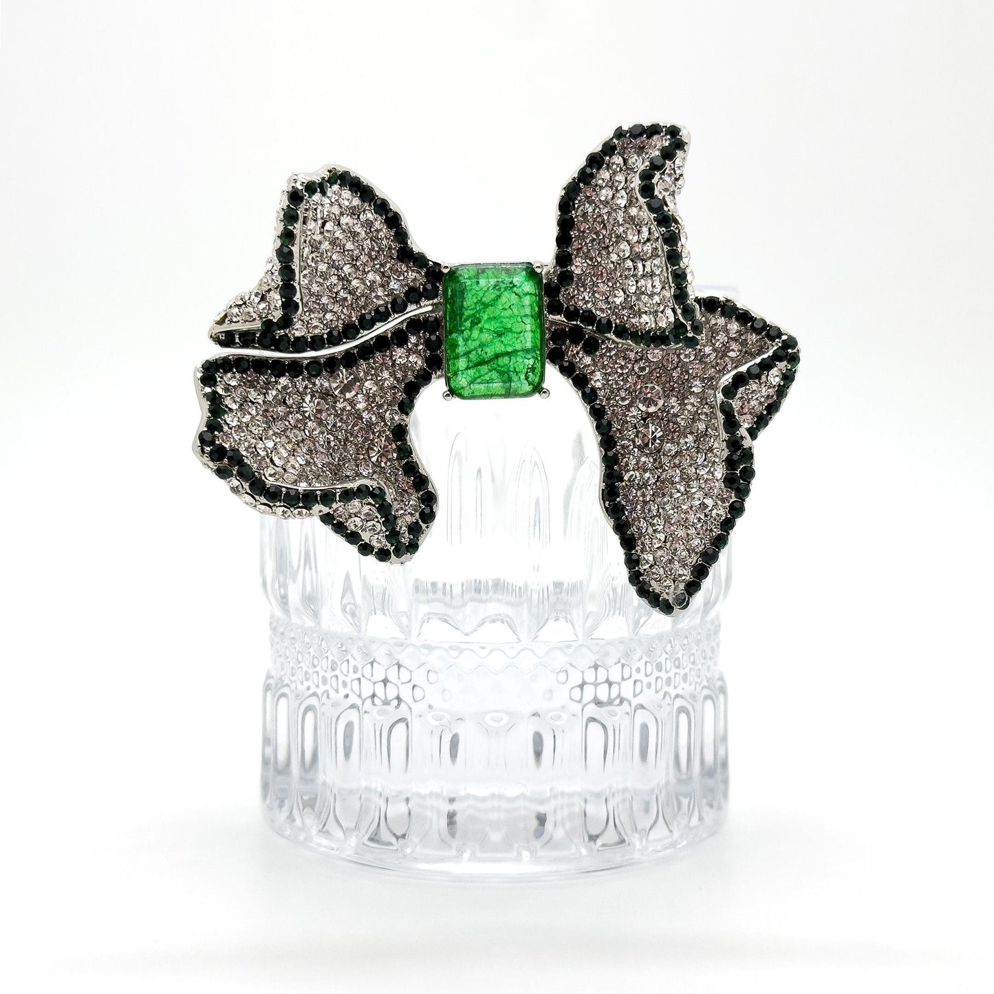 French Luxury Crystal Bow Brooch for Women – Elegant Vintage Deco