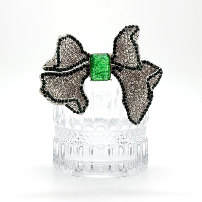French Luxury Crystal Bow Brooch for Women – Elegant Vintage Deco