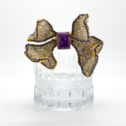 French Luxury Crystal Bow Brooch for Women – Elegant Vintage Deco