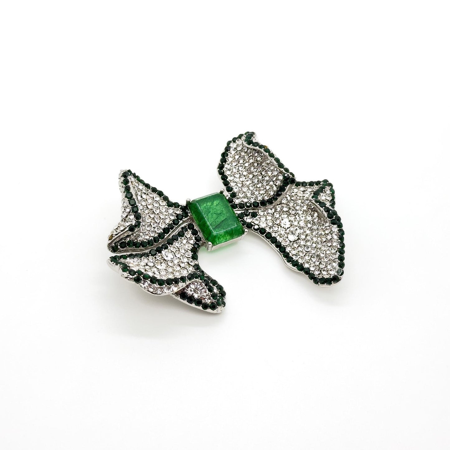 French Luxury Crystal Bow Brooch for Women – Elegant Vintage Deco