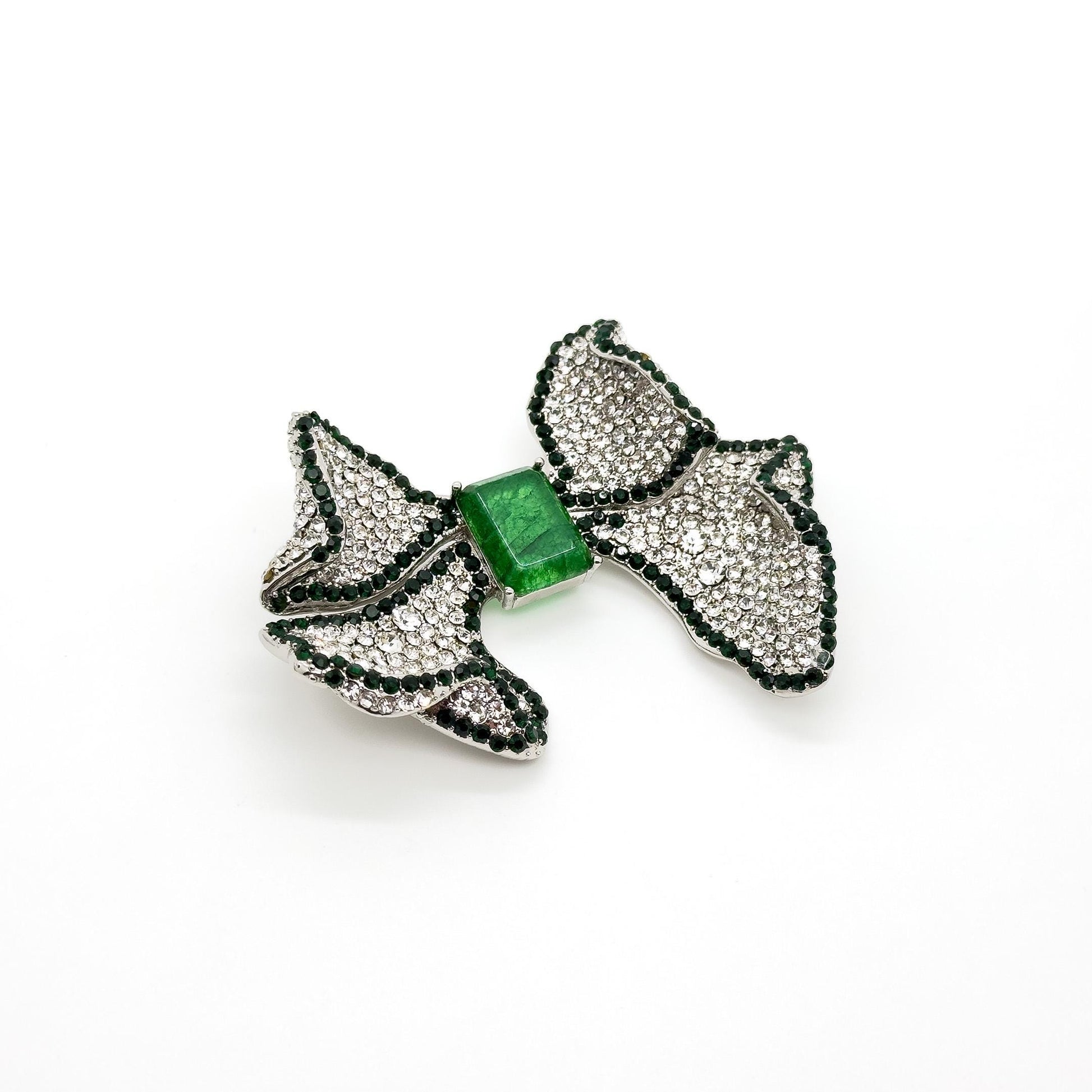 French Luxury Crystal Bow Brooch for Women – Elegant Vintage Deco