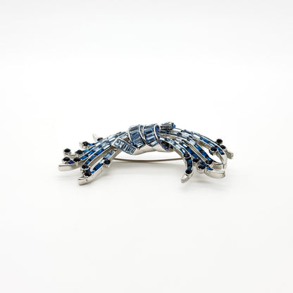 French Luxury Gradient Glass Brooch with Zircon Accents