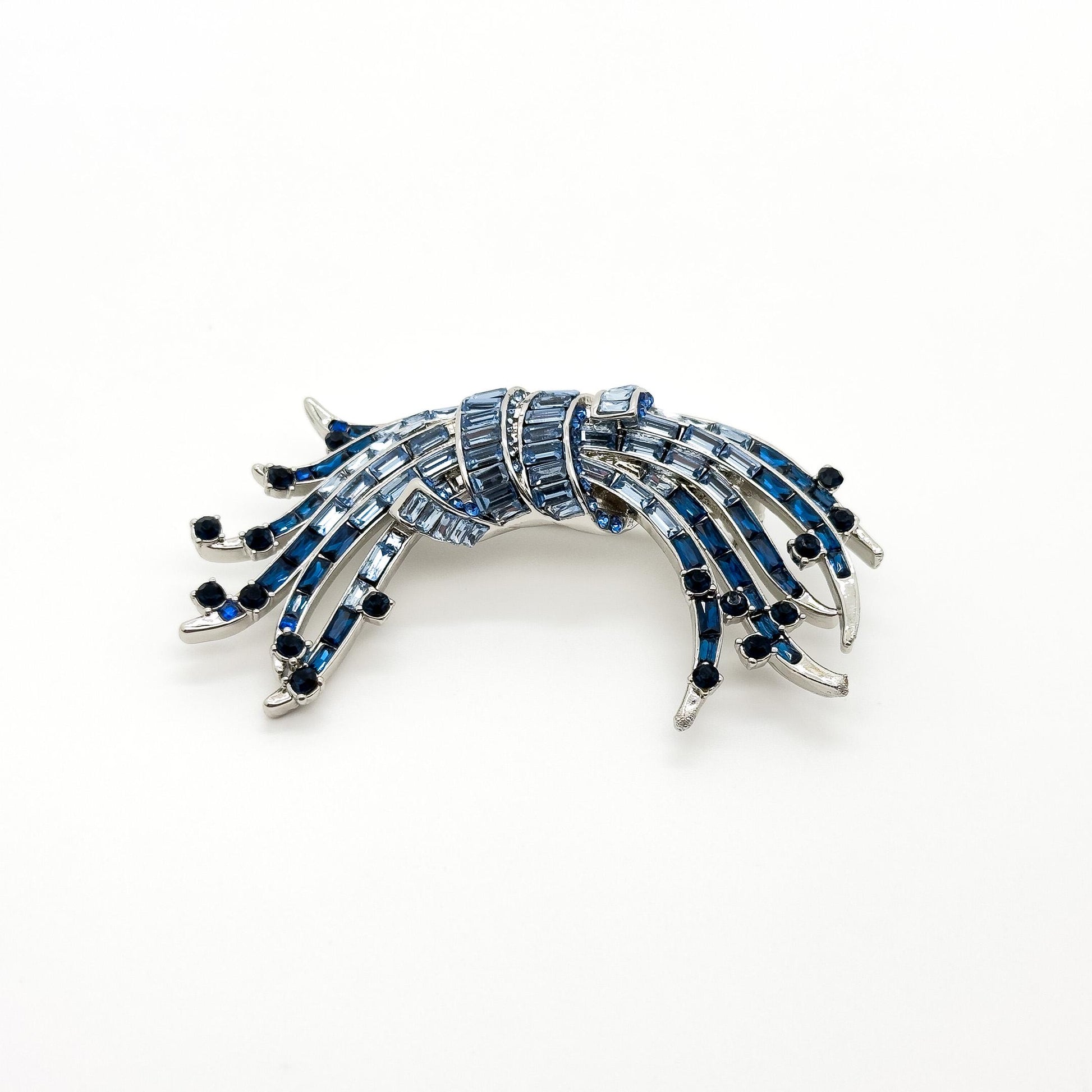 French Luxury Gradient Glass Brooch with Zircon Accents