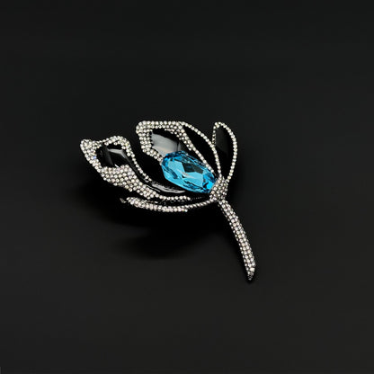 French Luxury 3D Flower Crystal Brooch for Women Coats