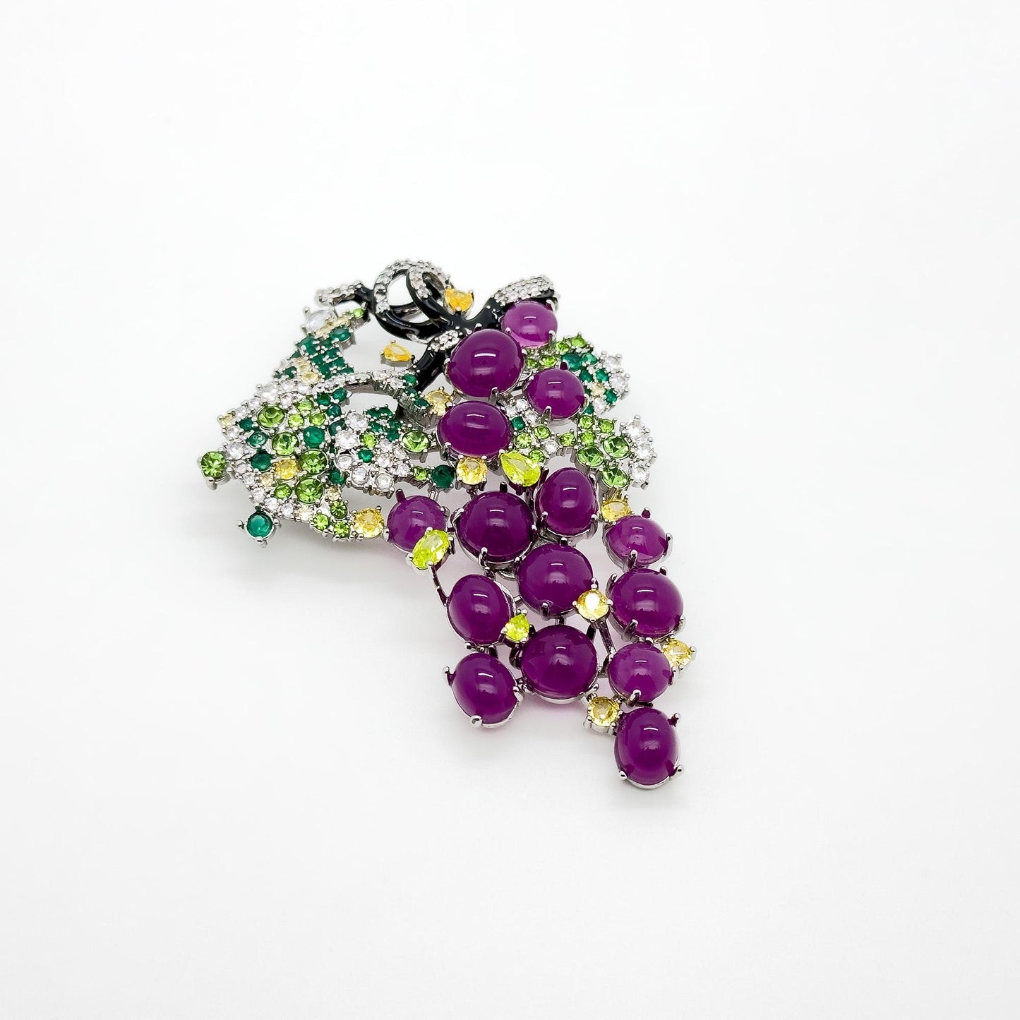 Vintage Art Deco Grape Brooch Glass Resin Titanium Steel Pin