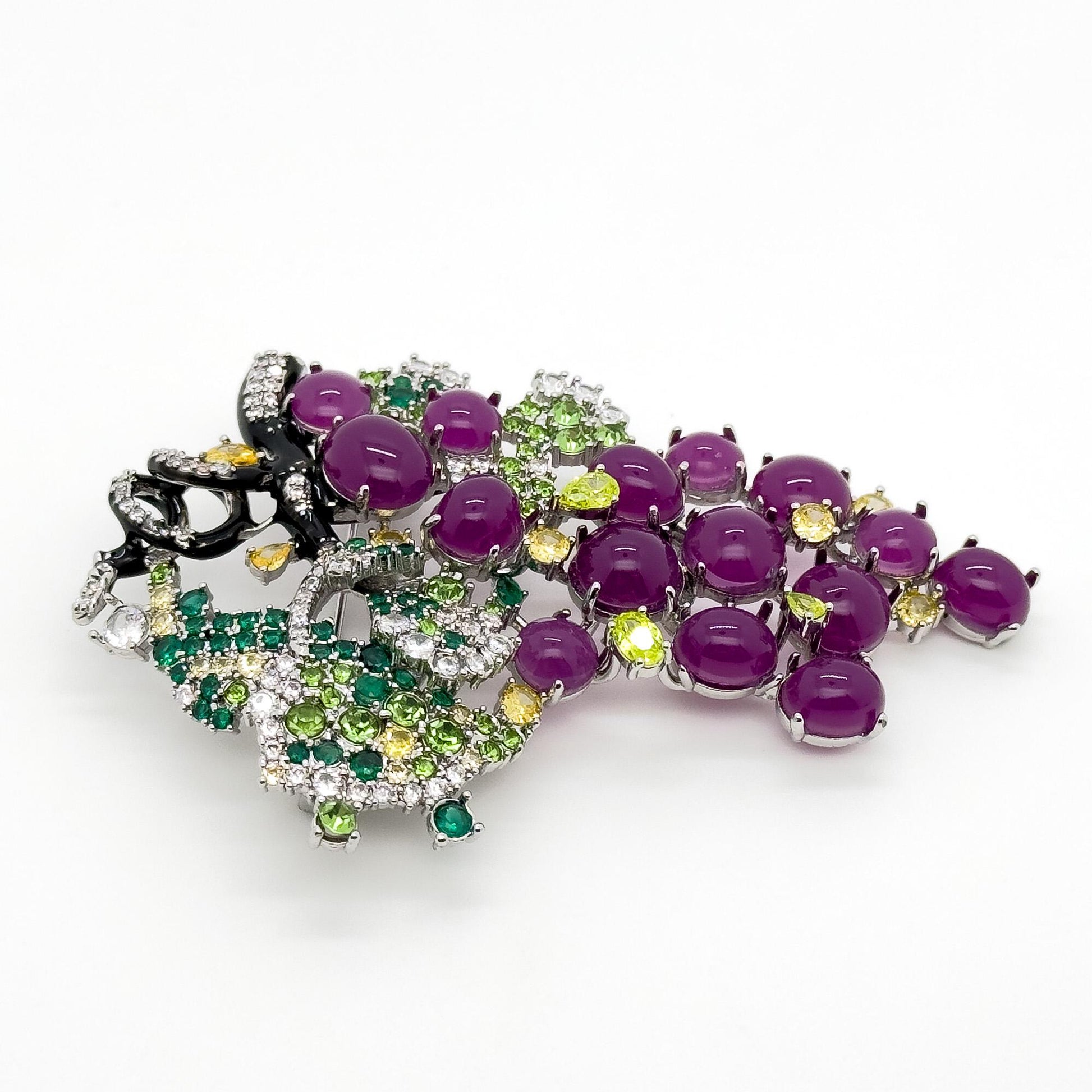 Vintage Art Deco Grape Brooch Glass Resin Titanium Steel Pin