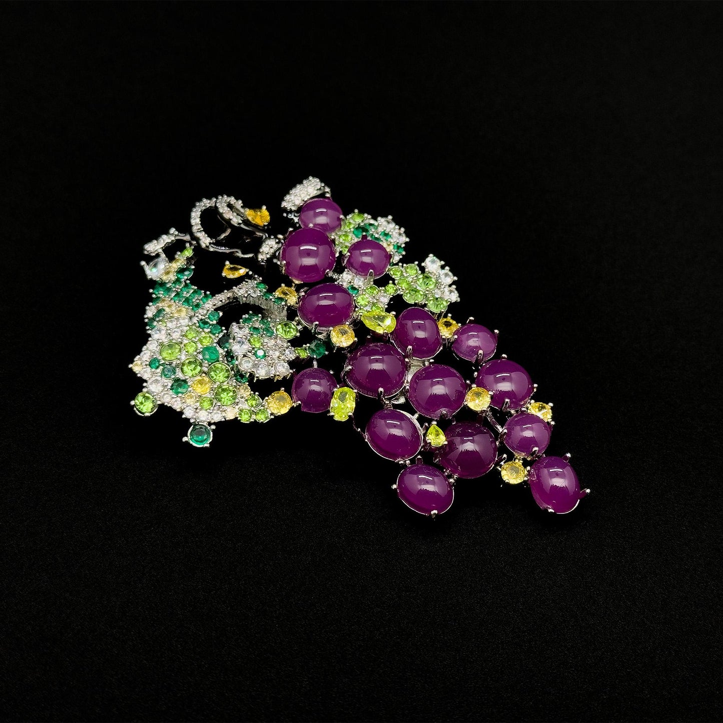 Vintage Art Deco Grape Brooch Glass Resin Titanium Steel Pin