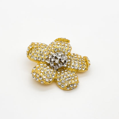 French Minimalist Flower Brooch Gold-Plated Rhinestone Pastoral Pin