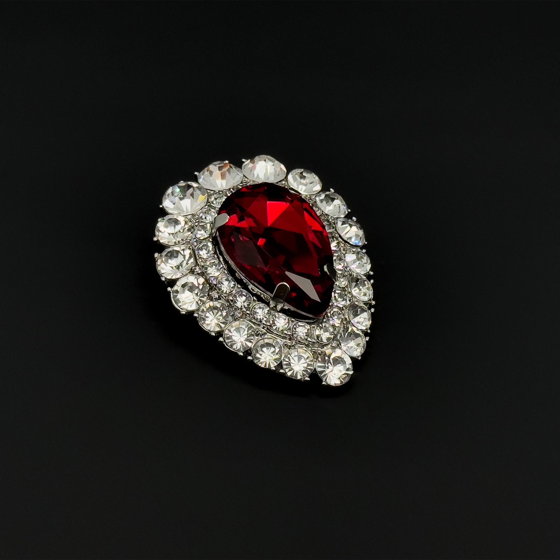 Zircon Teardrop Crystal Brooch for Women, Art Deco Coat Pin