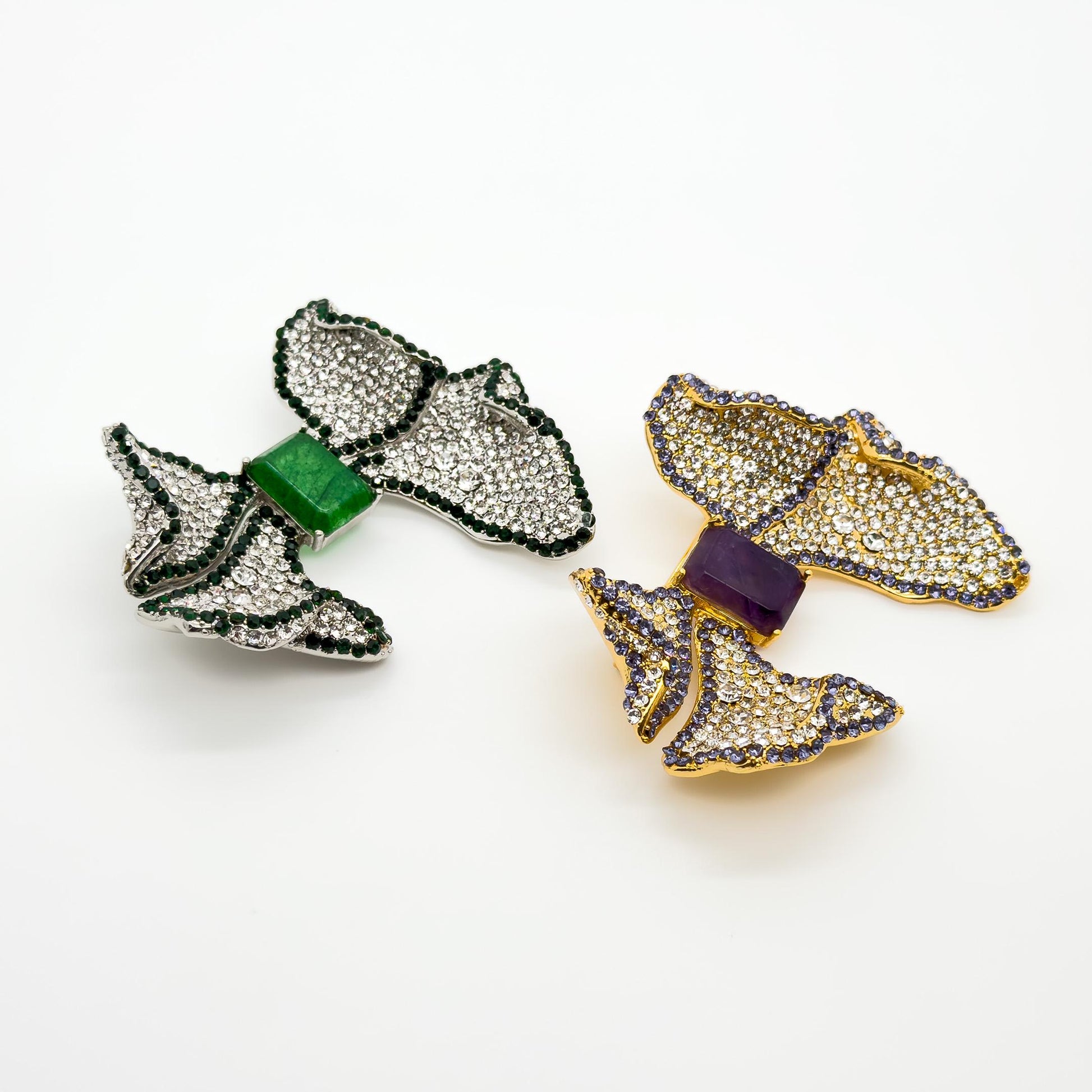 French Luxury Crystal Bow Brooch for Women – Elegant Vintage Deco