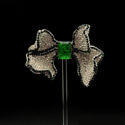 French Luxury Crystal Bow Brooch for Women – Elegant Vintage Deco
