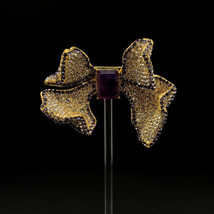 French Luxury Crystal Bow Brooch for Women – Elegant Vintage Deco