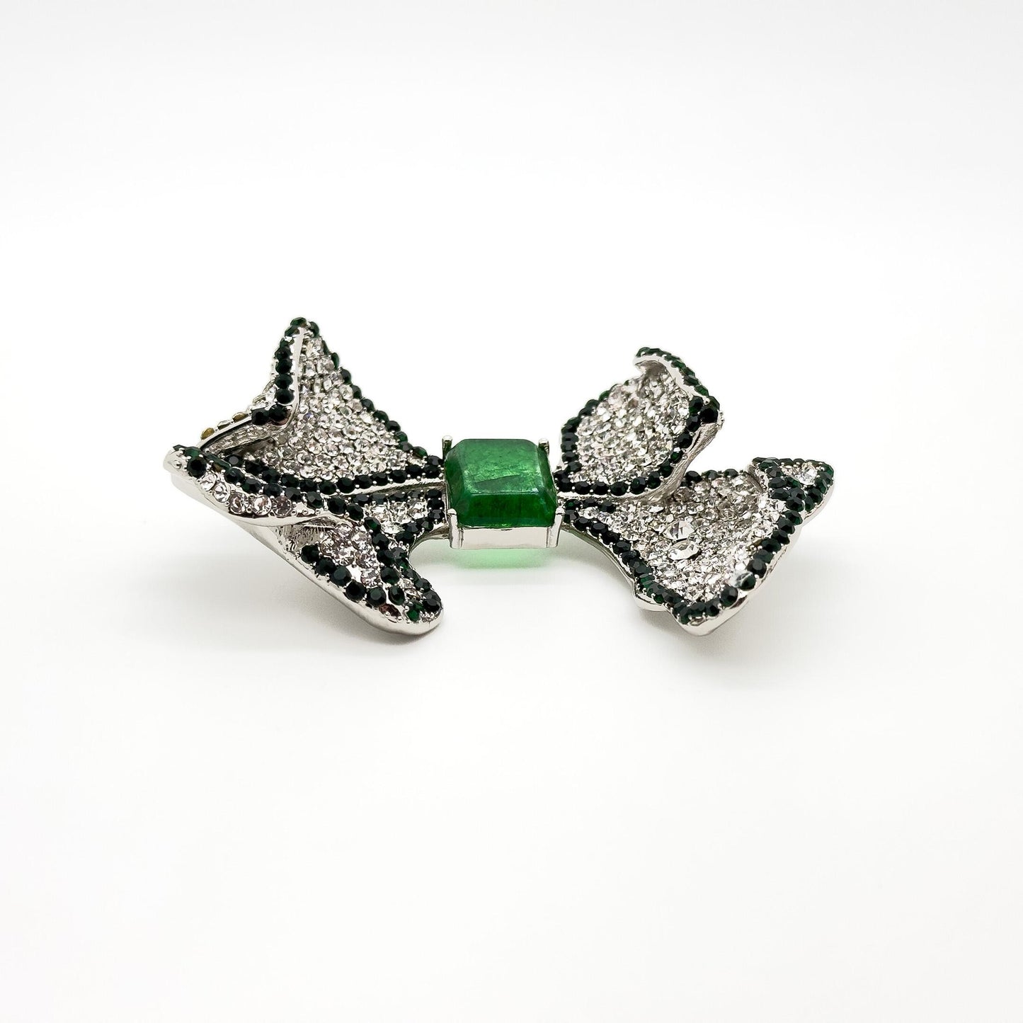 French Luxury Crystal Bow Brooch for Women – Elegant Vintage Deco