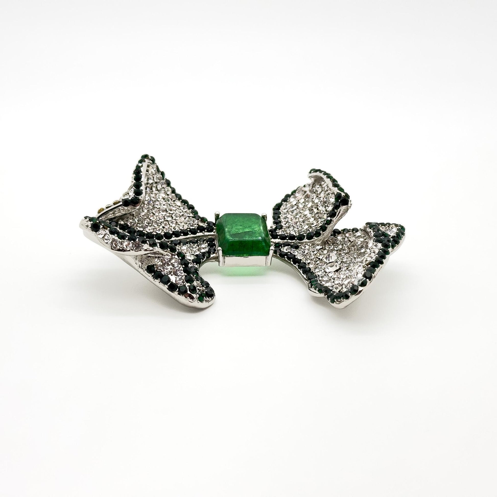 French Luxury Crystal Bow Brooch for Women – Elegant Vintage Deco
