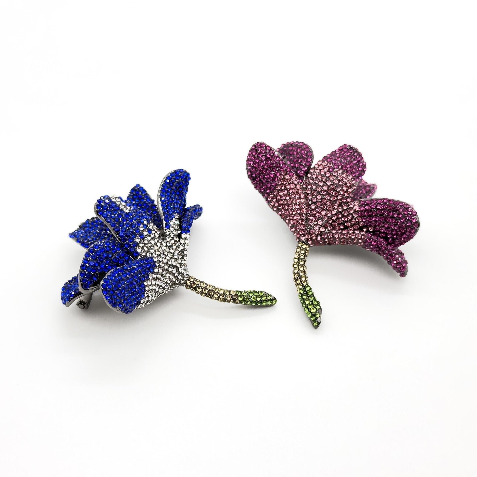 French Luxury 3D Flower Brooch with Zircon Accents