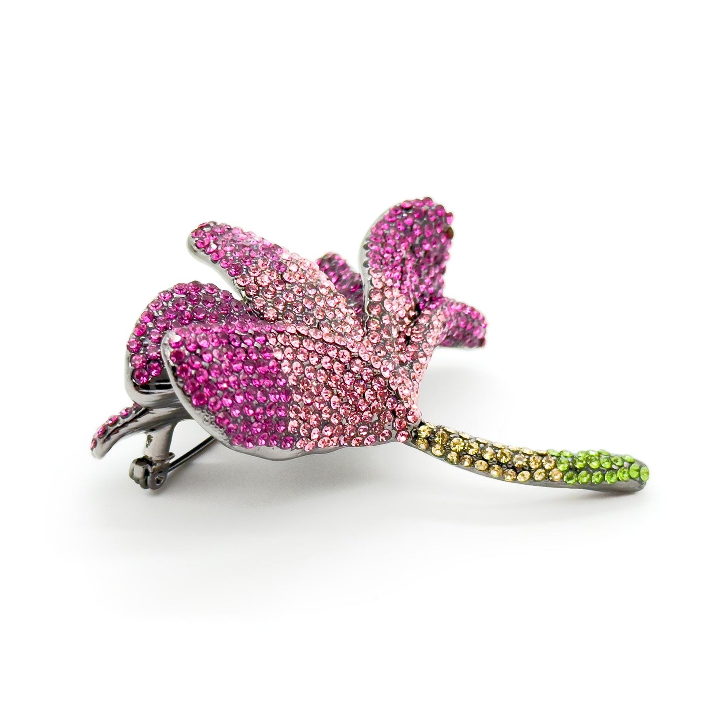 French Luxury 3D Flower Brooch with Zircon Accents