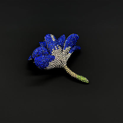 French Luxury 3D Flower Brooch with Zircon Accents