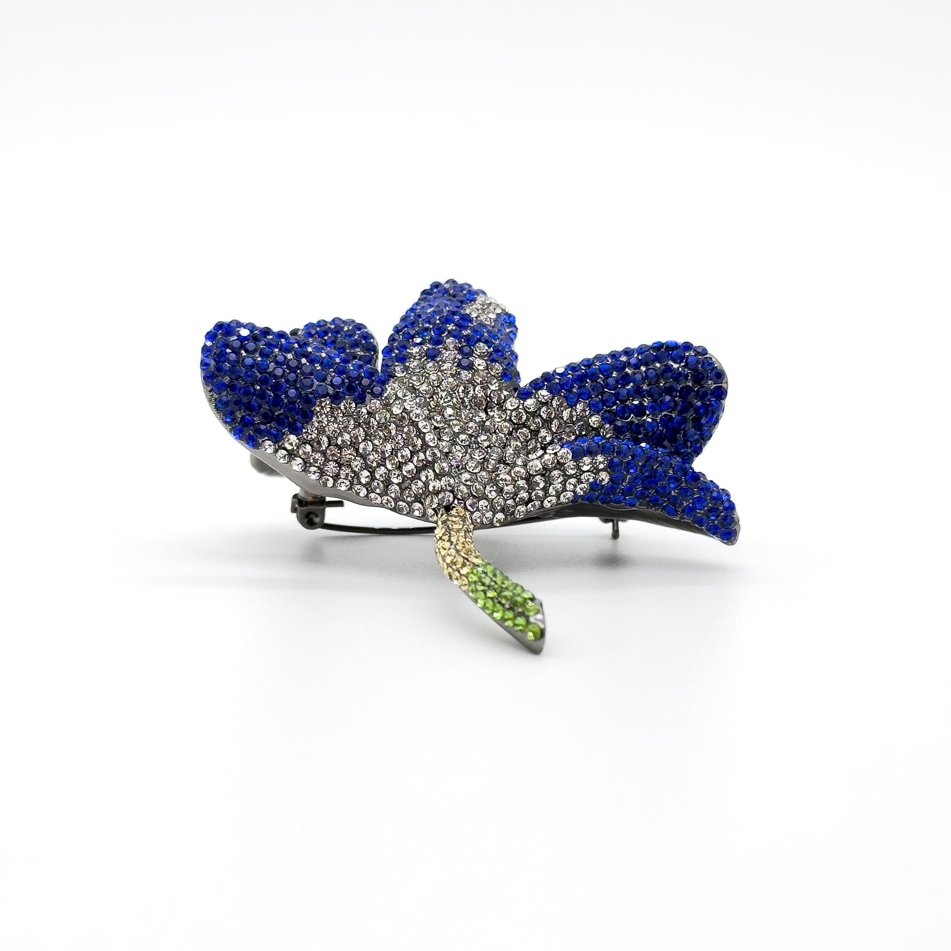French Luxury 3D Flower Brooch with Zircon Accents