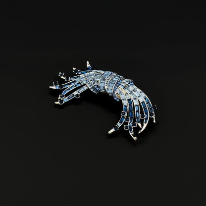 French Luxury Gradient Glass Brooch with Zircon Accents