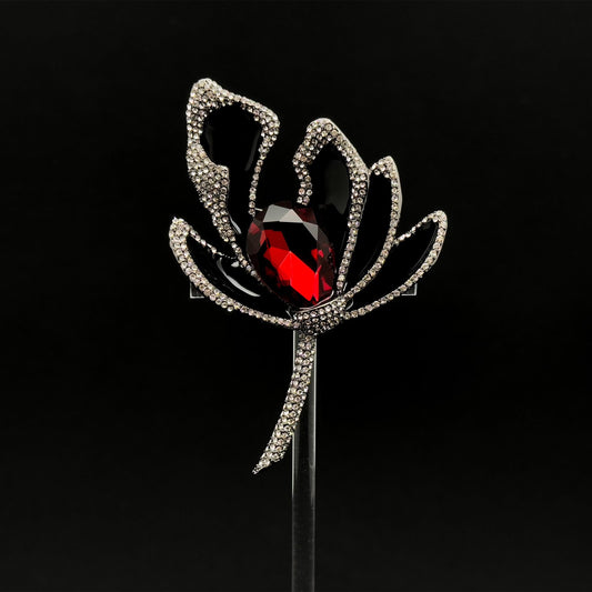 French Luxury 3D Flower Crystal Brooch for Women Coats
