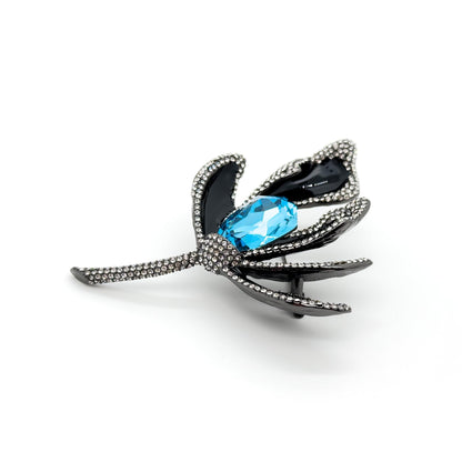 French Luxury 3D Flower Crystal Brooch for Women Coats