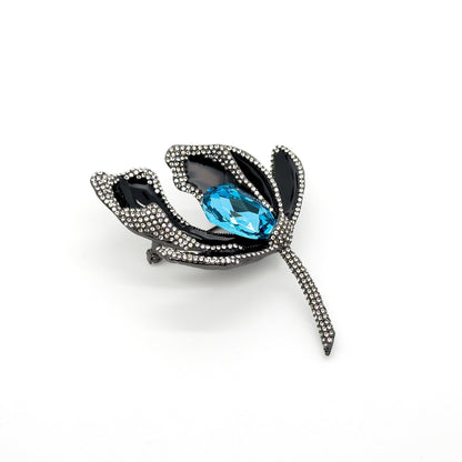 French Luxury 3D Flower Crystal Brooch for Women Coats