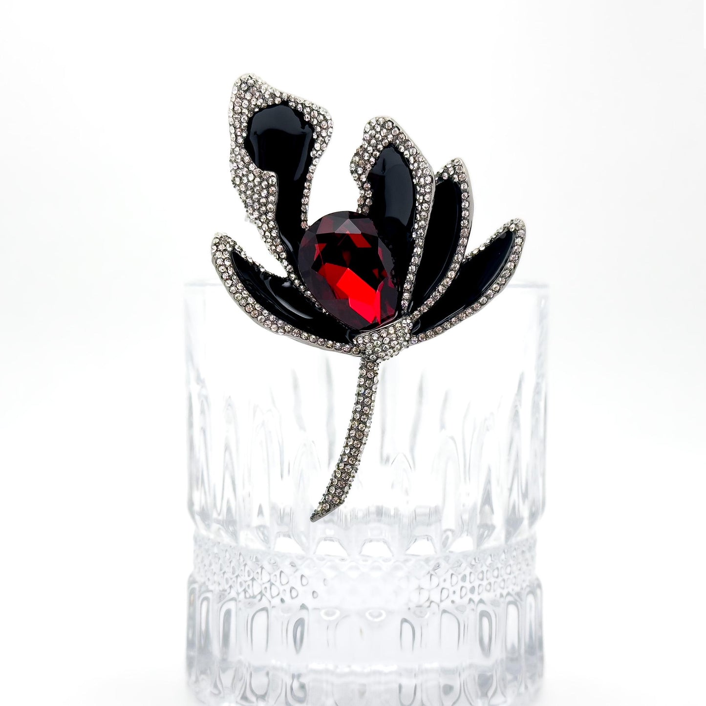 French Luxury 3D Flower Crystal Brooch for Women Coats