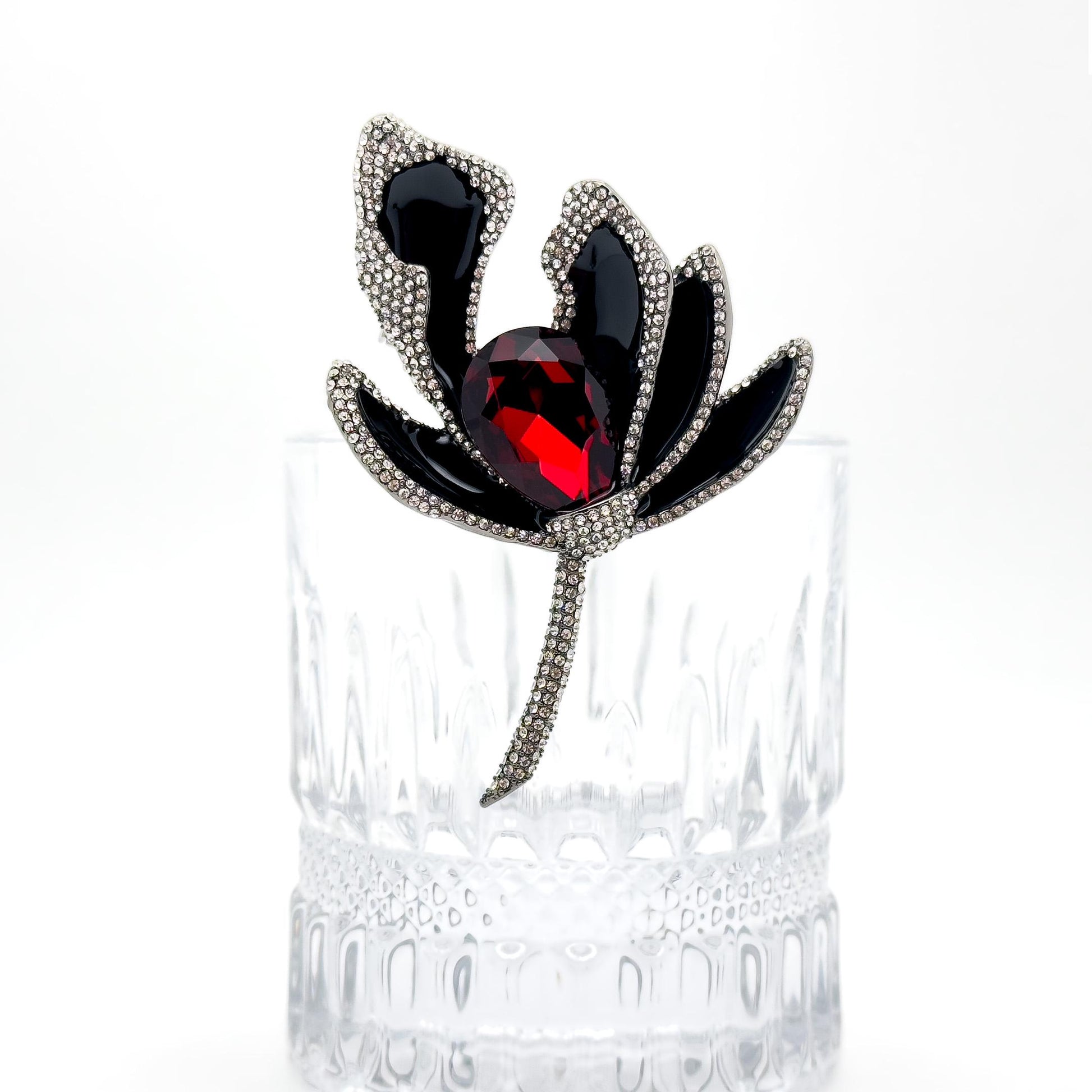French Luxury 3D Flower Crystal Brooch for Women Coats