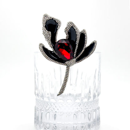 French Luxury 3D Flower Crystal Brooch for Women Coats