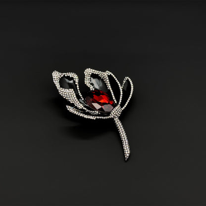 French Luxury 3D Flower Crystal Brooch for Women Coats