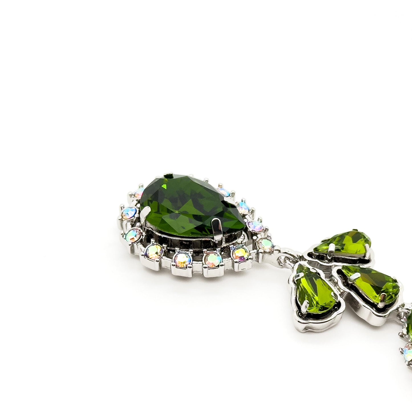 French Vintage Emerald Rhinestone Teardrop Earrings – Art Deco Drops