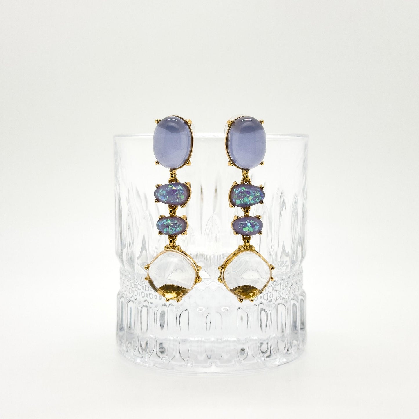 Minimalist Translucent Jelly Resin Drop Earrings, Gold-Plated Copper