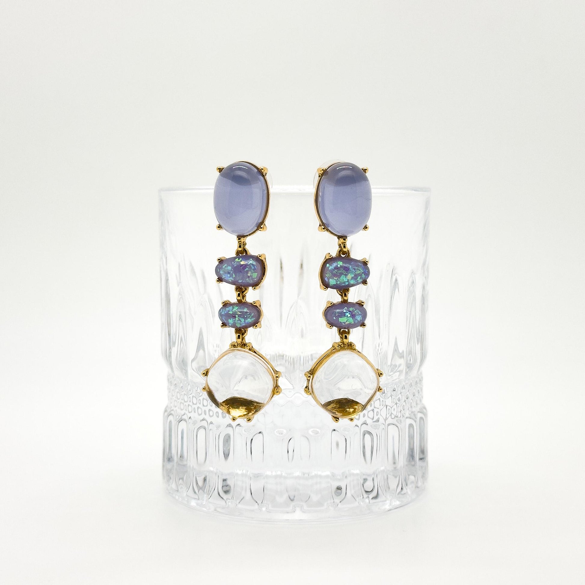 Minimalist Translucent Jelly Resin Drop Earrings, Gold-Plated Copper