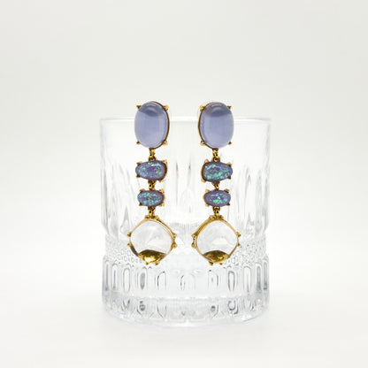 Minimalist Translucent Jelly Resin Drop Earrings, Gold-Plated Copper