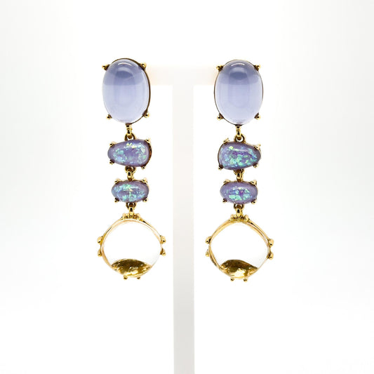 Minimalist Translucent Jelly Resin Drop Earrings, Gold-Plated Copper