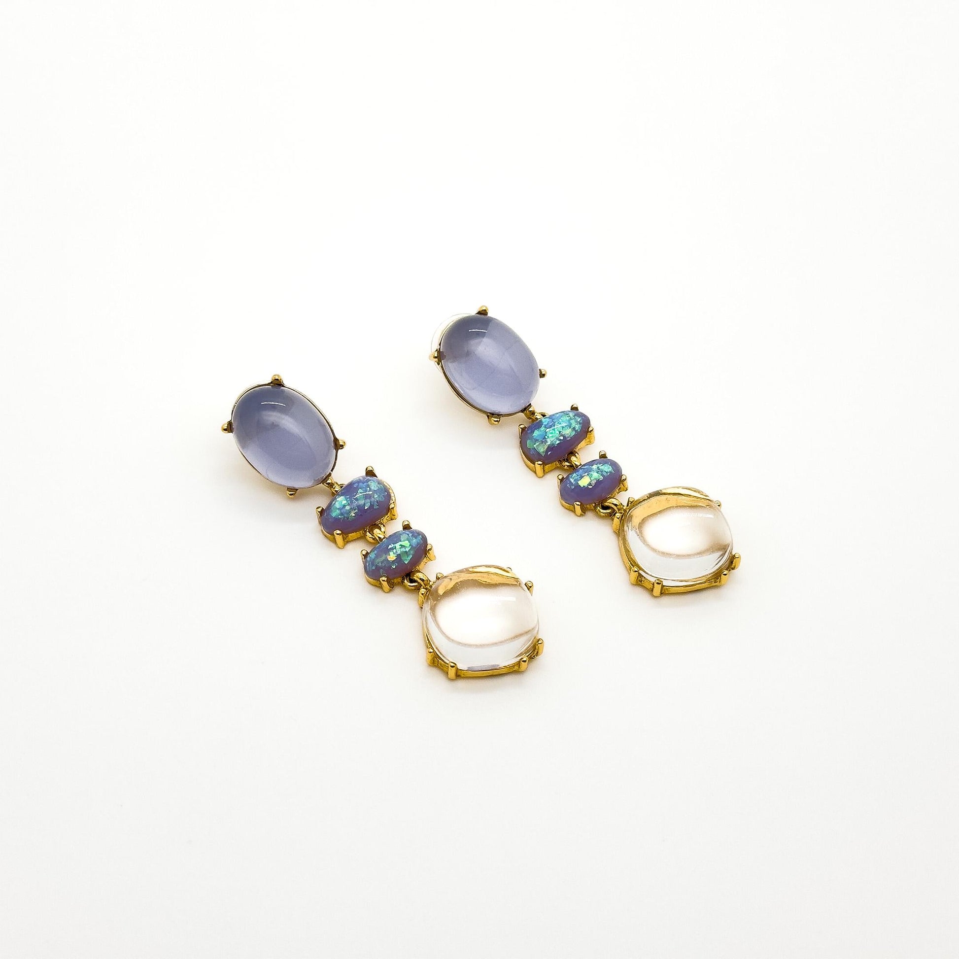 Minimalist Translucent Jelly Resin Drop Earrings, Gold-Plated Copper
