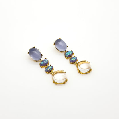Minimalist Translucent Jelly Resin Drop Earrings, Gold-Plated Copper