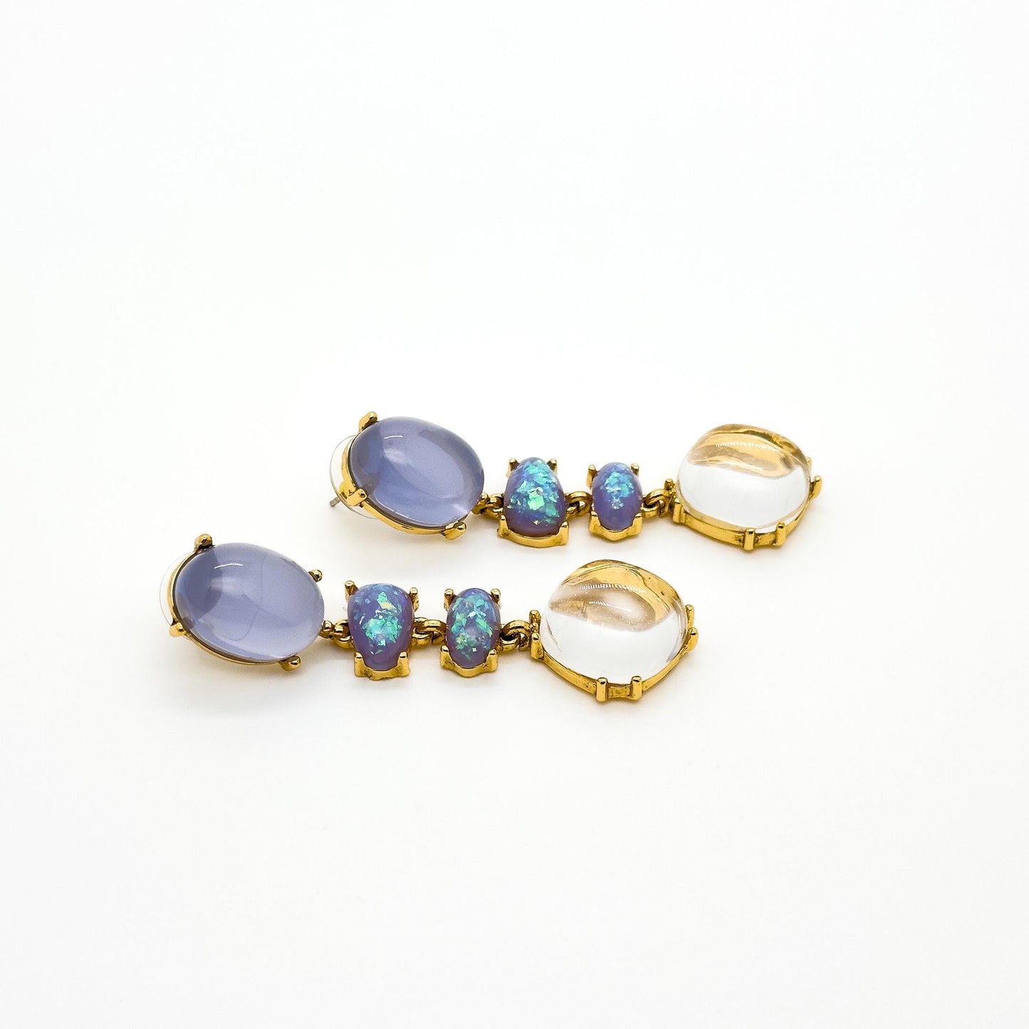 Minimalist Translucent Jelly Resin Drop Earrings, Gold-Plated Copper