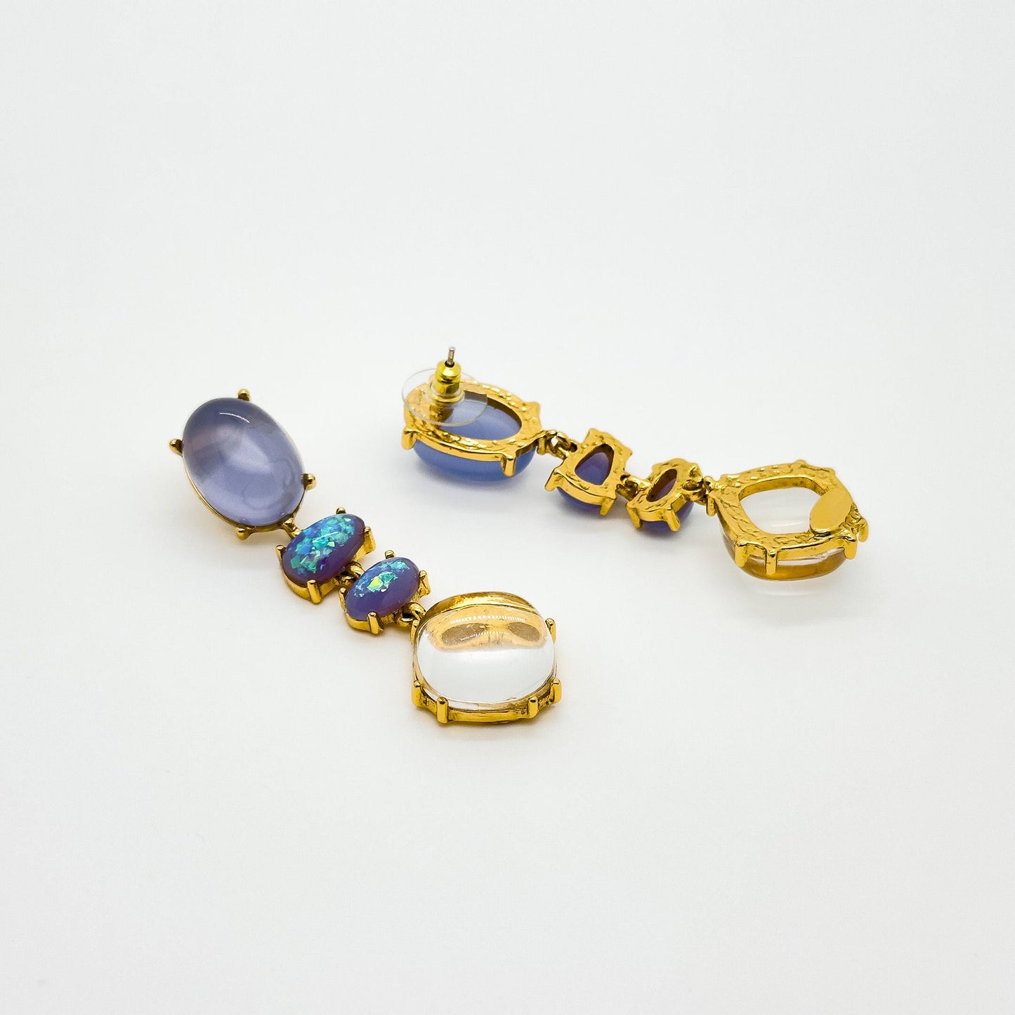 Minimalist Translucent Jelly Resin Drop Earrings, Gold-Plated Copper