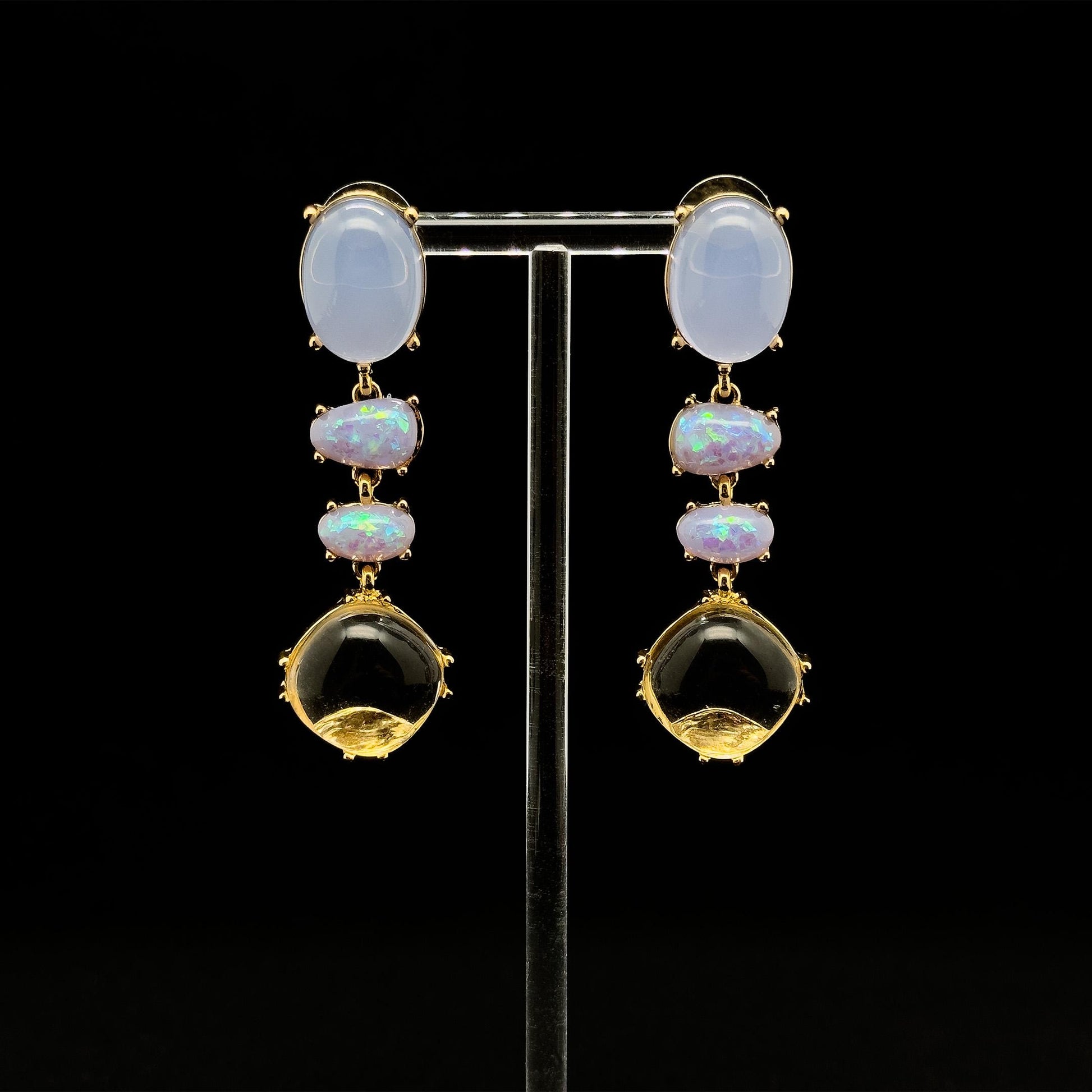 Minimalist Translucent Jelly Resin Drop Earrings, Gold-Plated Copper