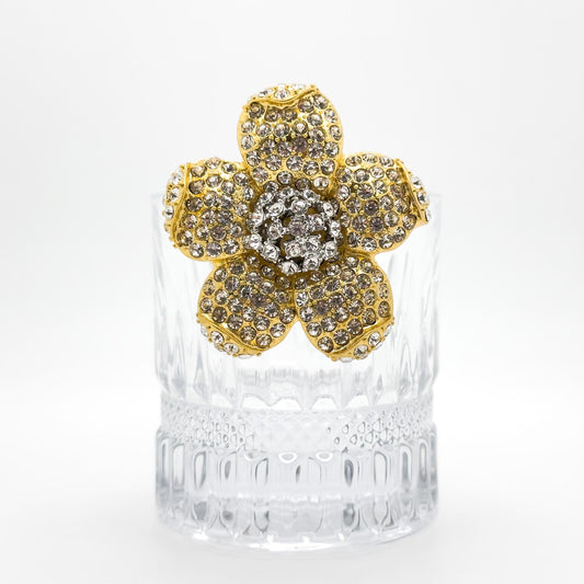 French Minimalist Flower Brooch Gold-Plated Rhinestone Pastoral Pin