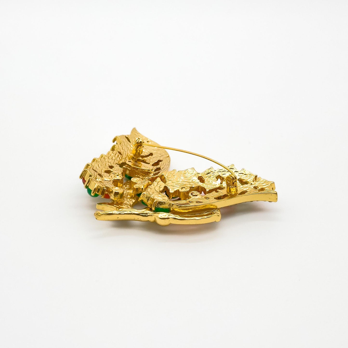 French Vintage Pink Butterfly Rhinestone Brooch Gold-Plated Resin Gift Box