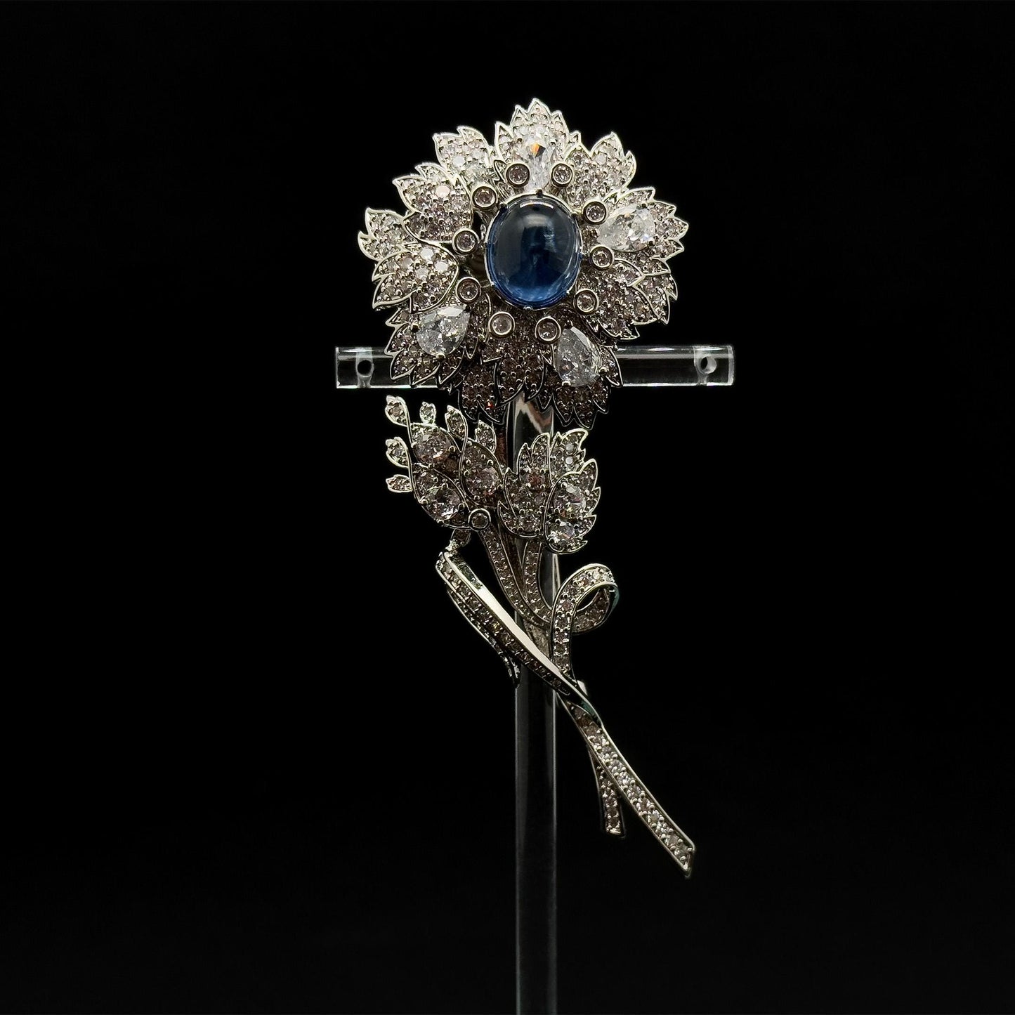 French Minimalist 3D Flower Rhinestone Brooch for Women