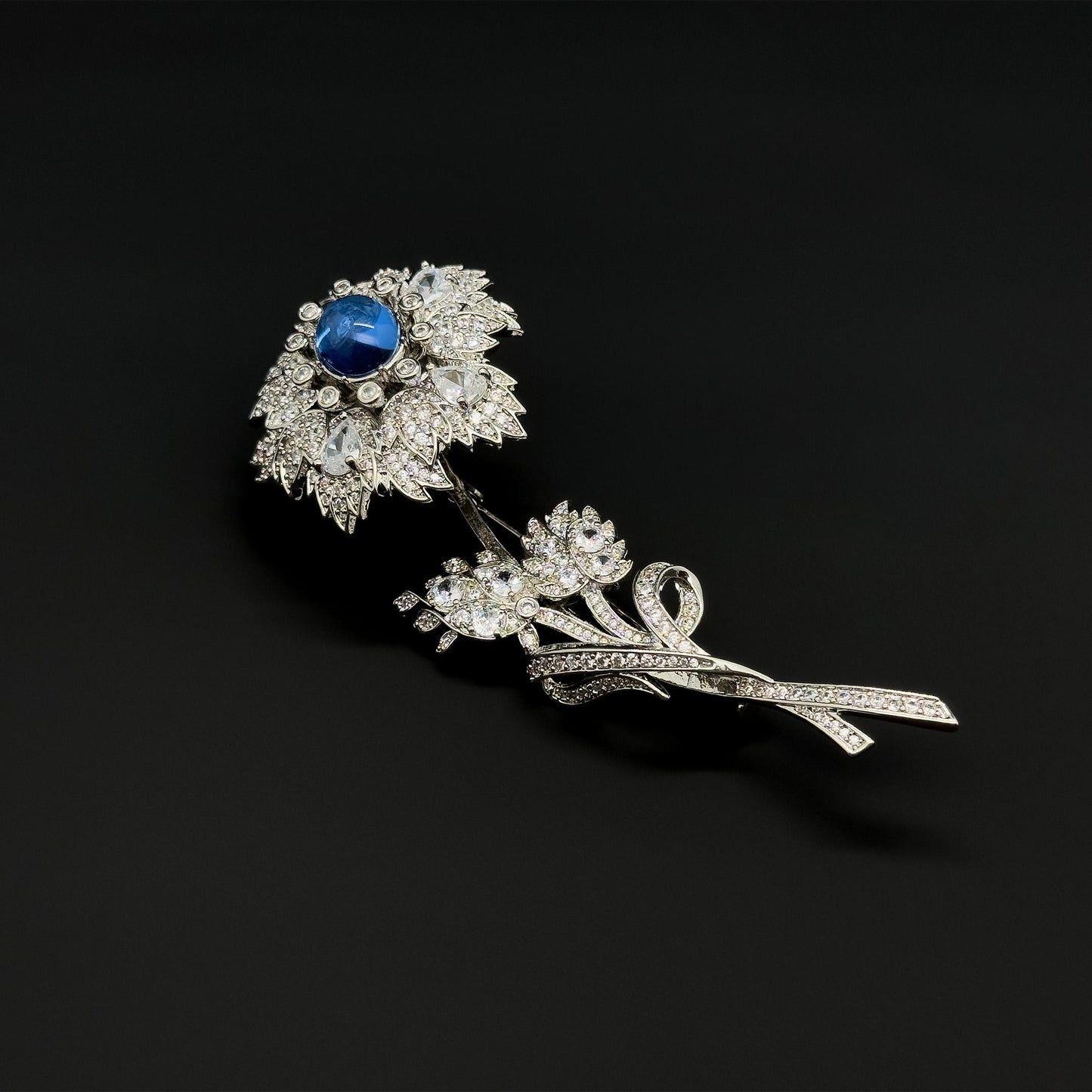 French Minimalist 3D Flower Rhinestone Brooch for Women