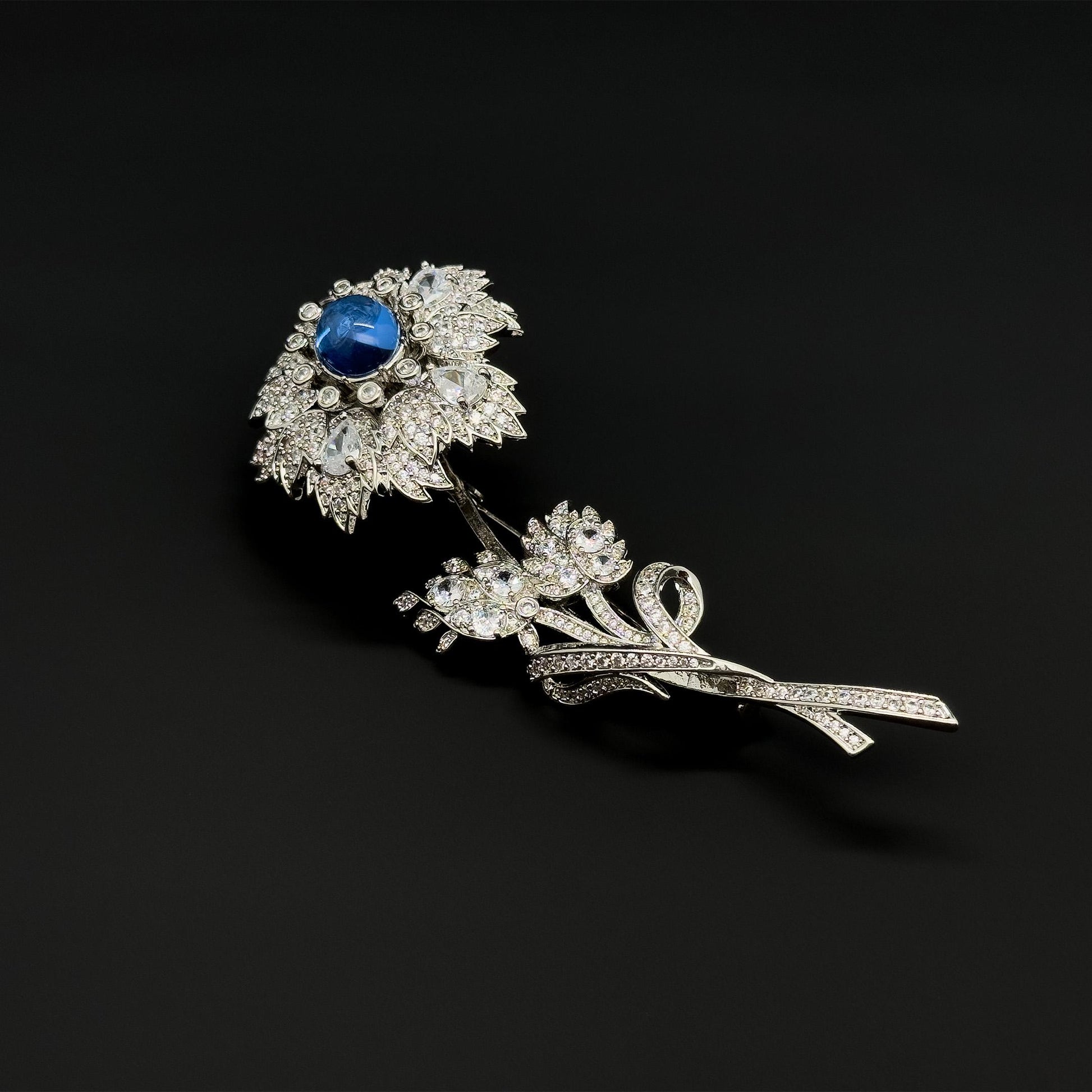 French Minimalist 3D Flower Rhinestone Brooch for Women