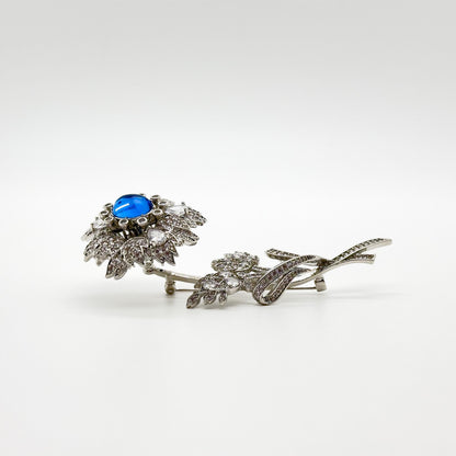 French Minimalist 3D Flower Rhinestone Brooch for Women